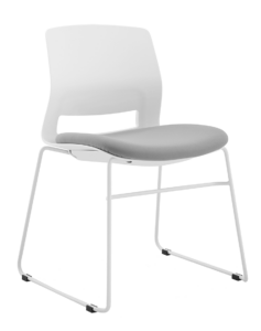 CHAIR SNOUT SLED WHITE + GREY SEATPAD