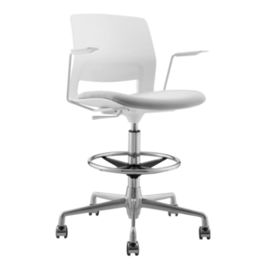 ARM STOOL SNOUT CASTOR WHITE GREYBLACK SEATPAD front